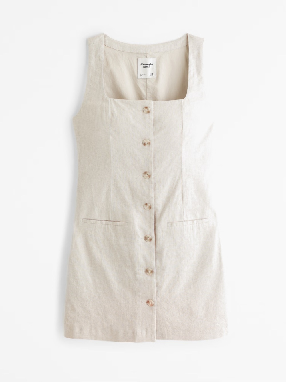Abercrombie & Fitch The A&F Mara Squareneck Linen-Blend Vest Mini Dress XS Tall - Picture 4 of 8